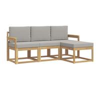 vidaXL Set di divani per esterni, 4 pezzi, bianco e grigio chiaro, divano da esterno, mobile moderno, angolo lounge per giardino e terrazza, comfort per patio