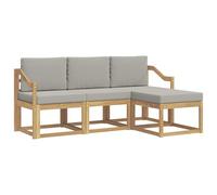 vidaXL Set di divani per esterni, 4 pezzi, bianco e grigio chiaro, divano da esterno, mobile moderno, angolo lounge per giardino e terrazza, comfort per patio