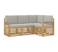 vidaXL Set di divani per esterni, 4 pezzi, bianco e grigio chiaro, set da salotto da giardino, divano moderno, mobili sezionali per terrazza, comfort sul patio