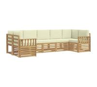 vidaXL Set di divani per esterni, 6 pezzi, bianco e crema, divano da esterno moderno in acacia, set lounge durevole, mobili componibili per giardino e piscina
