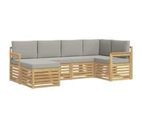 vidaXL Set di divani per esterni, 6 pezzi, bianco e grigio chiaro, divano da esterno, soggiorno moderno, mobili da giardino, relax sulla terrazza assicurata