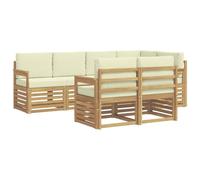vidaXL Set di divani per esterni, 7 pezzi, bianco e crema, 247 x 128,5 x 73 cm, da giardino, moderno divano angolare per terrazza, mobili eleganti e seduta rilassante