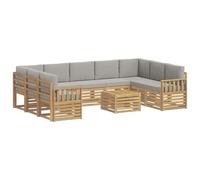 vidaXL Set di divani per esterni, 8 pezzi, bianco e grigio chiaro, mobili da giardino, divano moderno per esterni, set sezionale, design confortevole e resistente