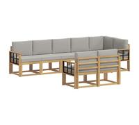 vidaXL Set di divani per esterni con cuscini, 8 pezzi, bianco e grigio chiaro, moderno per esterni, set di mobili da giardino, resistente alle intemperie, accogliente lounge per terrazza