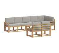 vidaXL Set di divani per esterni con cuscini, 8 pezzi, bianco e grigio chiaro, moderno per esterni, set di mobili da giardino, resistente alle intemperie, accogliente lounge per terrazza