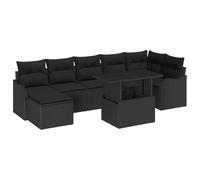 vidaXL Set di divani per Il Giardino Composto da 8 Pezzi, con Cuscini Neri in Rattan Sintetico. È modulare, Resistente alle intemperie e Perfetto per goderti momenti all'aperto con Amici e familiari.