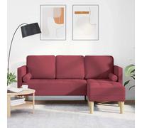 Divano L-Shaped a 3 posti Wine Red 160 cm in Tessuto