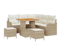 vidaXL Set di Divano Angolare da Esterno con Cuscini Beige Polyrattan 5 Posti Resistente alle Intemperie Mobili da Patio Moderni con Storage Integrato e Design Elegante. Poltrona da Giardino Seziona
