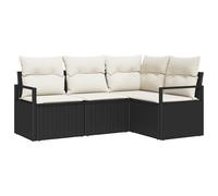 vidaXL Set di divani da giardino 4 pezzi con cuscini in poli rattan, divano da giardino a 2 posti con cuscini in poli rattan nero