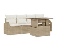 vidaXL Set Divano da Giardino 5 Pezzi con Cuscini Beige in Rattan Polietilene