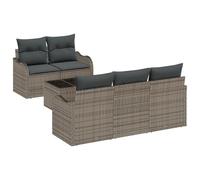 vidaXL Set di Divano da Giardino 6 Pezzi con Cuscini Grigi in Rattan modulare, Perfetto per Patio, balconi e terrazze. Ideale per la Primavera e L'Estate, per Rilassarsi in Giardino.