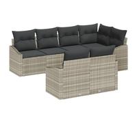vidaXL Set di Divano da Giardino 7 Pezzi con Cuscini Grigio Chiaro in Rattan Sintetico. Arredamento da Esterno Resistente agli Agenti atmosferici e Super Comodo. Perfetto per Lounge in terrazza, Diva