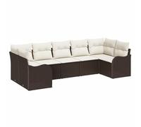 vidaXL Set di Divano da Giardino 7 Pezzi con Cuscini Polyrattan Marrone Design Modulare Impermeabile Coperture Rimovibili per Seduta nel Patio Balcone Comfort Divano a 3 Posti Mobili Sezionali