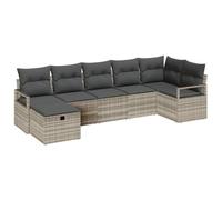 vidaXL Set di Divano da Giardino 7 Pezzi con Cuscini Grigio Chiaro Polyrattan, Divano da Giardino 2-posti Ripostiglio e Cuscini Grigio Polyrattan