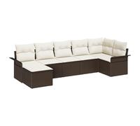 vidaXL Set di divani da giardino da 7 pezzi con cuscini marrone rattan sintetico per sedili confortevoli all'aperto, cortili modulari e giardini posteriori, mobili da patio per 4 persone, sezionale ex