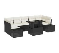 vidaXL Set di divani da giardino in 8 pezzi, con cuscini beige e nero rattan sintetico, mobili moderni, per patio, balcone, sedili componibili, angolo modulare