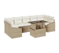 vidaXL Set di 8 divani da giardino con cuscino, mobili da giardino modulari, beige, polyrattan, per fino a 7 persone, perfetta soluzione ESS e lounge con federe di facile manutenzione