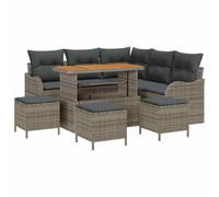 vidaXL Set di Divano da Giardino 9 Pezzi con Cuscini in Rattan Grigio, per 5 Persone, Ideale per Esterni, Comfort in Patio e Tavolo per Balcone.