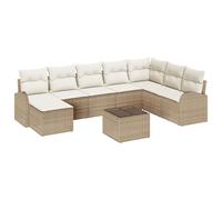 vidaXL Set di Divano da Giardino 9 Pezzi con Cuscini Marrone in polyrattan