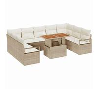 vidaXL Set di divani da Giardino 10 Pezzi con Cuscini in polirattan Beige, Divano da Giardino 2 posti con Spazio di stoccaggio e Cuscini in polirattan Beige