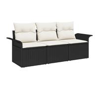 vidaXL Set di divani da giardino in 3 pezzi, nero crema rattan poliestere resistente al clima mobili da esterno modulare elegante