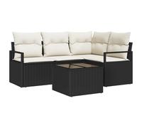 vidaXL Set di Divano da Giardino a 4 Pezzi con Cuscini Neri in Rattan modulare, Perfetto per Esterni. È Resistente all'Acqua e Super Comodo per balconi e terrazze. Ha Un Design Moderno e resiste ai r