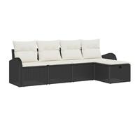 vidaXL Set di Divano da Giardino a 5 Pezzi con Cuscini in polyrattan Intrecciato a Mano, Piedi Regolabili, per 4 Persone, Design Moderno per Lounge all'aperto, Ideale per balconi e patii, mobili modu