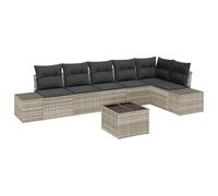 vidaXL Set di 6 divani da giardino con cuscino, grigio, in rattan sintetico, resistente alle intemperie, modulare, ideale per balcone e terrazza, mobili sezionali, divani, sedie