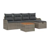vidaXL Set di Divano da Giardino a 6 Pezzi con Cuscini Grigio in Rattan Sintetico Design Sezionale Mobili da Esterno Confortevoli Moduli Lounge per Patio