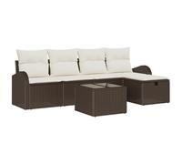 vidaXL Set di Divano da Giardino a 6 Pezzi con Cuscini Marroni in Rattan Sintetico. Ha Piedini Regolabili, con comodità per 5 Persone. Perfetto per Rilassarsi all'Aperto. Design Moderno per Balcone,