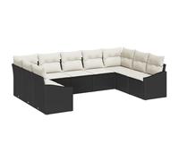 vidaXL Set di Divani da Giardino da 9 Pezzi con Cuscini Nero Rattan Polietilene Design Moderno Posti Esterni Resistente al Maltempo Arredamento per 4 Persone Sezionale Patio