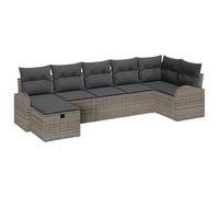 vidaXL Set di Divano da Giardino Composto da 7 Pezzi con Cuscini Grigi in Rattan Sintetico. Ha Un Design modulare, è Resistente alle intemperie ed è Perfetto per Gli spazi Esterni. Include Fodere per
