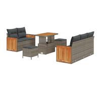 vidaXL Set di Divano da Giardino con Cuscini in Rattan Poligrey di 8 Pezzi - Posti a Sedere da Esterno Eleganti per Il Tuo Balcone - Design Moderno, Comodo, Sedia da Patio Duratura - Mobili Senza Bra