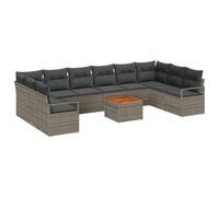 vidaXL Set di Divano da Giardino da 11 Pezzi con Cuscini Grigi in Rattan Sintetico. Mobili da Esterno Resistenti, Sistema modulare Comodo per la Lounge in terrazza. Resistente alle intemperie, includ