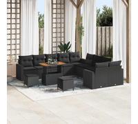 vidaXL Set di divano da giardino da 13 pezzi con cuscini in rattan e poliestere nero