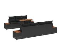 vidaXL Set di Divano da Giardino da 8 Pezzi con Cuscini in Rattan Sintetico Nero. Arredamento Moderno per Esterni, Perfetto per Il Patio. Fatto a Mano, con Tessuto Resistente alle intemperie. Include