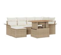 vidaXL Set di Divani da Giardino 7 Pezzi con Cuscini Beige Rattan Polyrattan Mobili Esterni Design Modulare Seduta per 4 Comoda Piedi Regolabili e Design Intrecciato a Mano. Patio Lounge Resistente