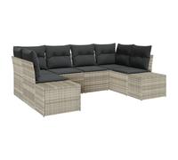 vidaXL Set di divani modulari da Esterno 6 Pezzi con Cuscini Grigio Chiaro Polirattan Mobili da Giardino Eleganti Divano Sezione Divani angolari Sistemazione