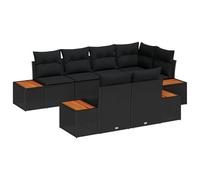 vidaXL Set di Divano modulare da Giardino 7 Pezzi | Cuscini in polirattan Neri, Perfetti per l'esterno, con Piedi Regolabili, Resistenti alle intemperie e spaziosi, per accogliere Fino a 6 Persone.