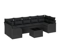 vidaXL Set di Divano Modulare per Sei Persone da Esterno con Cuscini Nero Intrecciati a Mano in Polyrattan e Piedini Regolabili per Patio Balcone Giardino Seduta per Quattro Tavolo Angolare da caffè