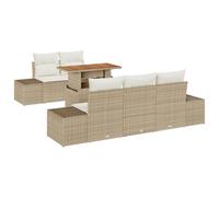 vidaXL Set di Divani da Giardino 6 Pezzi con Cuscini Beige Rattan Polietilene
