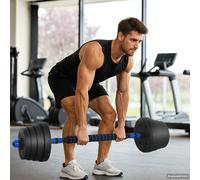 vidaXL 2 in 1, 40 kg, nero e blu, attrezzatura per fitness a casa, manubri regolabili, allenamento della forza in forma compatta, per ancora più attività