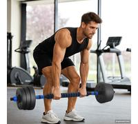 vidaXL Set di Manubri 4-in-1 30kg Nero e Blu Cemento e sabbia di ferro