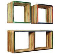 VIDAXL - Set Di Mensole 3 Pz In Massello Di Teak Di Recupero Multicolore