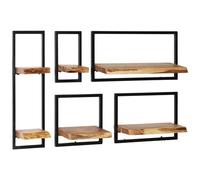 VIDAXL - Set Di Mensole 5 Pz In Legno Massello Di Acacia E Acciaio