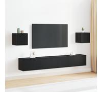 vidaXL Set di Mobile TV da Parete 6 Pezzi - Nero, Legno Ingegnerizzato