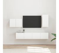 vidaXL Set di Mobiletto da TV a Parete 4 pz Bianco Lucido