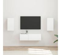 vidaXL Set di Mobiletto da TV a Parete 4 pz Bianco Lucido