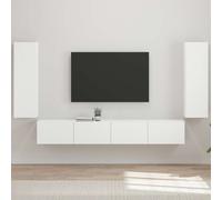 vidaXL Set di Mobiletto da TV a Parete 4 pz Bianco Lucido