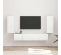 vidaXL Set di Mobiletto da TV a Parete 4 pz Bianco Lucido